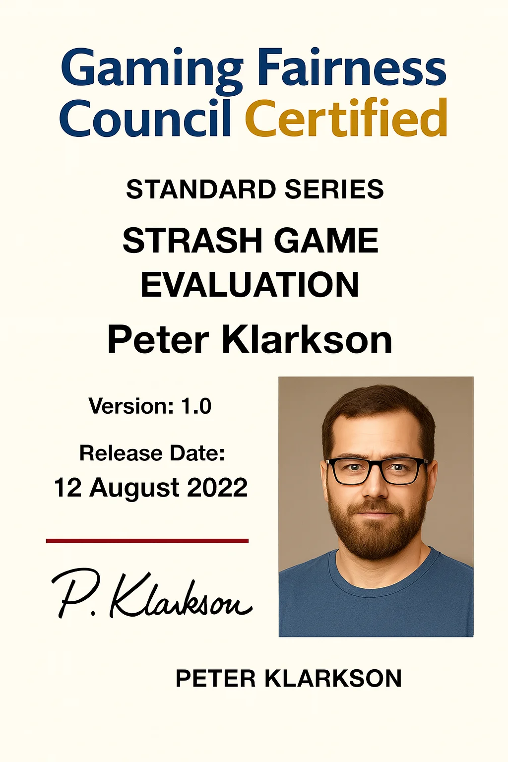 Сертификат Питера Кларксона 2